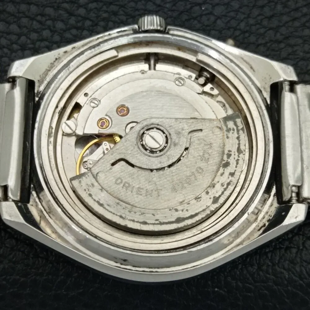 Vintage 1979 Orient Automatic Mens Silver Watch W/daydate & Gold accents - Picture 9 of 10